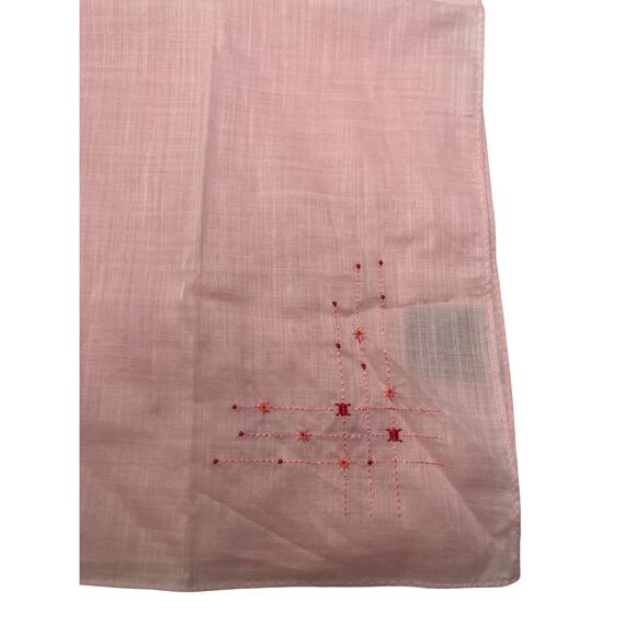 Celine Pink Embroidered Cotton Handkerchief Scarf 100% Cotton Japan 19" - Picture 7 of 8